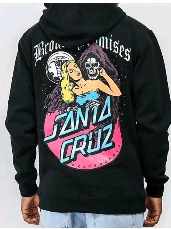 Broken Promises x Santa Cruz Smother Black Hoodie Men's Size MEDIUM Unisex NWOT