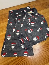NEW Pottery Barn Teen Small Santa Flannel Pajamas, Gray