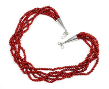 Vintage Michael Golan MG Sterling rote Koralle 5 Strang Southwestern Halskette 51 g