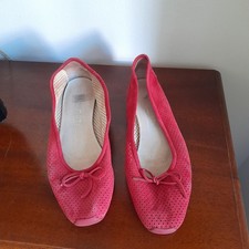 MANIA  Damen Ballerinas Wildleder Gr. 39 Rot Lochmuster Schleife Made in Italy
