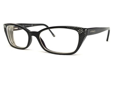 Versace MOD 3150-B GB1 Eyeglasses Frames Italy: Black Crystal Accents 53-16-135