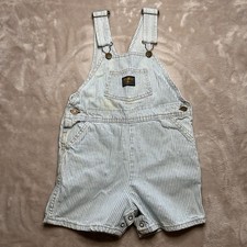 Vintage Oshkosh B'Gosh Kids Toddler Blue Hickory Stripe Vestbak Classic Overalls