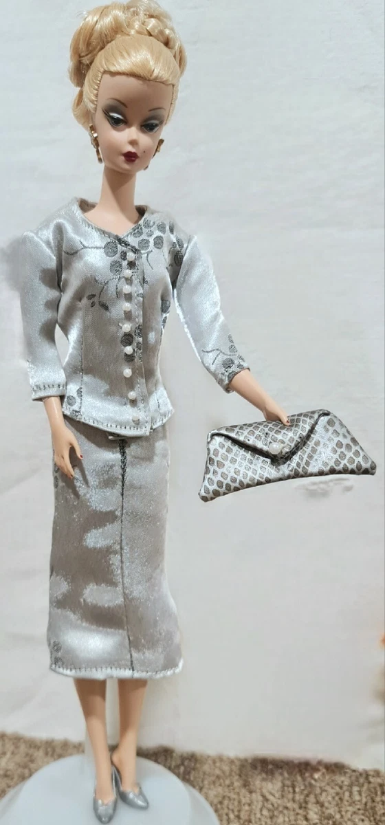 4 pc OOAK FASHION for SILKSTONE FR MTM BARBIE SILVER GRAY EVENING COCKTAIL SUIT