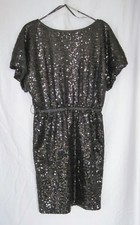 Suzi Chin for Maggy Boutique Sz 8 Black Sequined Dress Event Cocktail Cruise USA