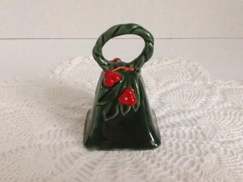 VTG Lefton Pair Christmas Tree Candy Dish & Bell Holly & Berries 1970s Japan - Picture 7 of 10