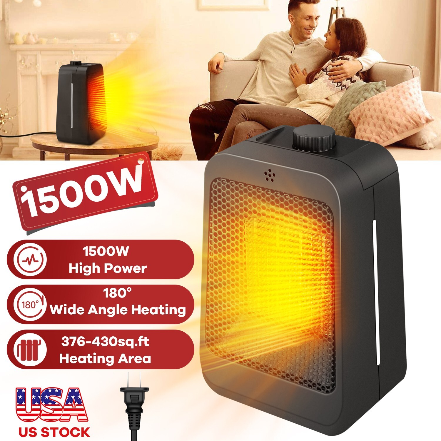Ultra-Cozy & Gentle 1500W Portable Heater, Mini Design for Fast, Silent Warming