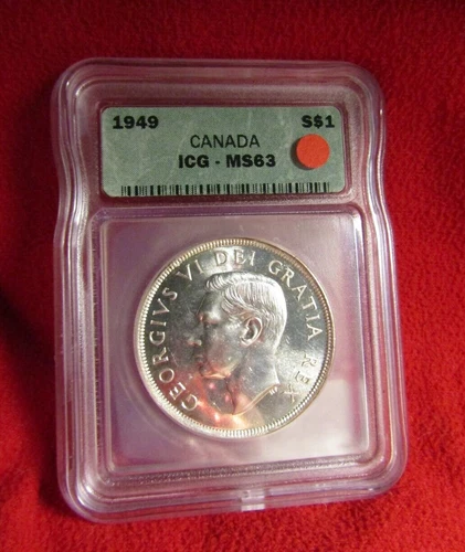 1949 CANADA SILVER DOLLAR...ICG  MS-63...VERY NICE COIN...SHINY LUSTER