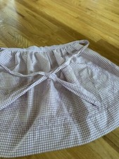 Vintage Purple Embroidered Gingham Half Apron