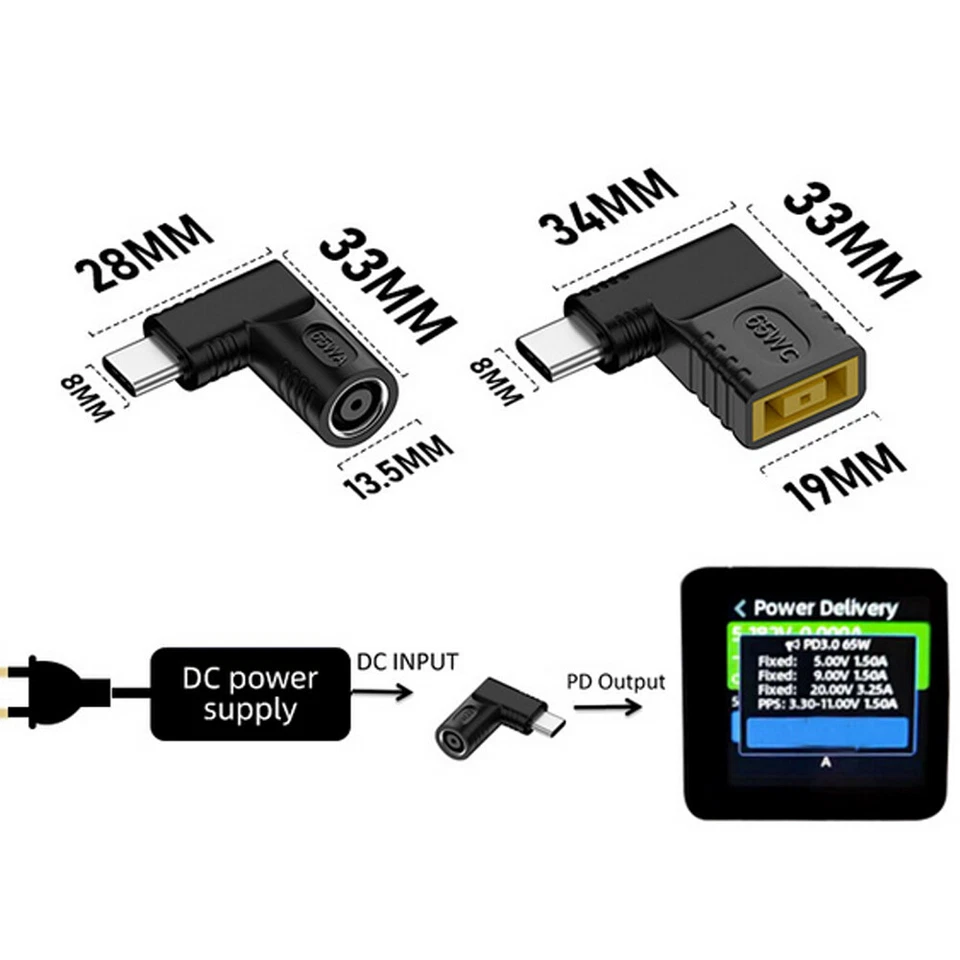 5-15x Laptop Charger TO USB Type C 65W PD Power Converter Charging Cable Adapter - Image 4 of 4