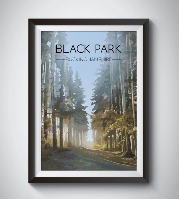Black Park Buckinghamshire Travel Poster, Black Park Country Park