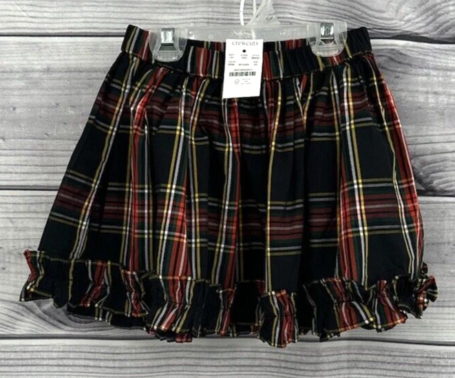 CREWCUTS J экипажа клетку праздник оборки юбка маленькая девочка XS 4-5 черный / красный - Изображение 2 из 4