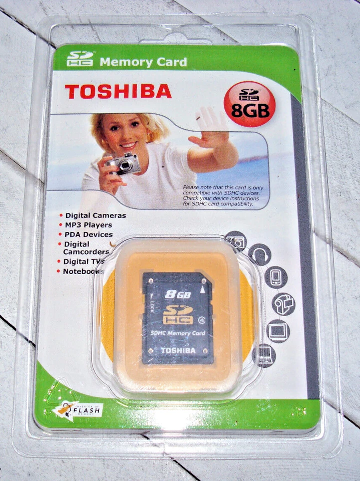 TOSHIBA 8GB SDHC 8-GTR SD Class 4 Memory Card / New  / 100% Genuine - Image 2 of 4