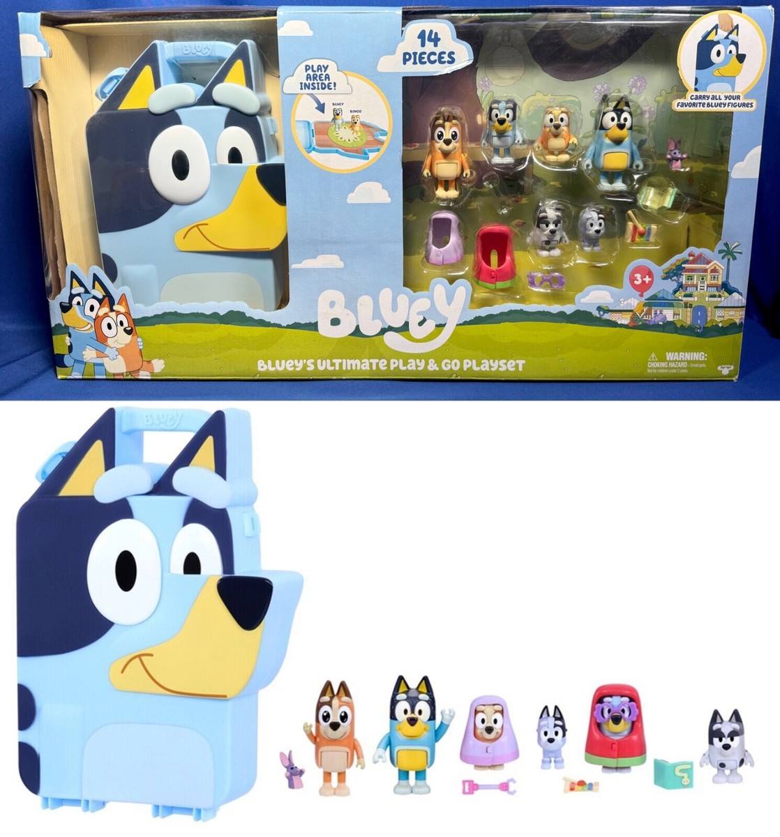 BLUEY'S ULTIMATE PLAY & GO PLAYSET - 14 Pieces CARRY ALL COLLECTOR