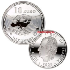España 10 euros plata 2005 PROOF Paz y Libertad. EL ESTUCHE DE LA SERIE COMPLETA