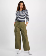 Tommy Hilfiger Women's Solid Modern Wide-Leg Cargo Pants - Size 12 NWT 99.50