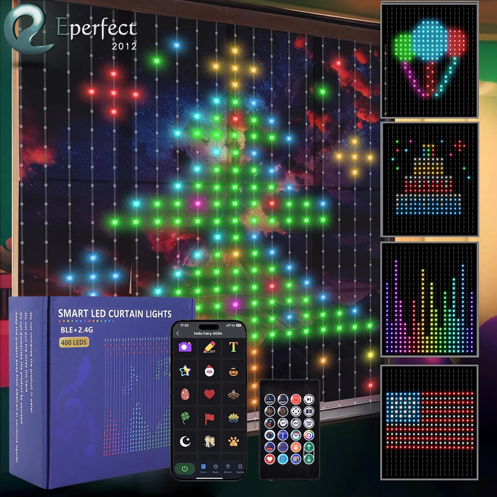 Smart 400LED Curtain Lights Color Changing RGB for Party Patio Garden Xmas Decor
Opens in a new wind
