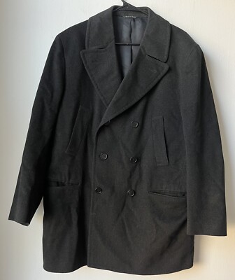 Canali Cashmere Wool Coat Men’s Size 54 IT (US44) Charcoal Grey Black