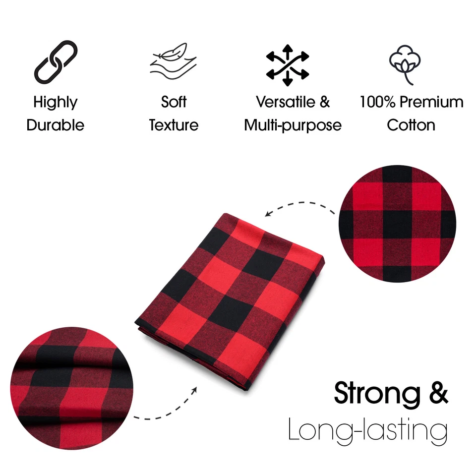 Tela de franela de algodón a cuadros tartán rojo - 60" de ancho - Se vende por yarda y perno Foto 2 de 4