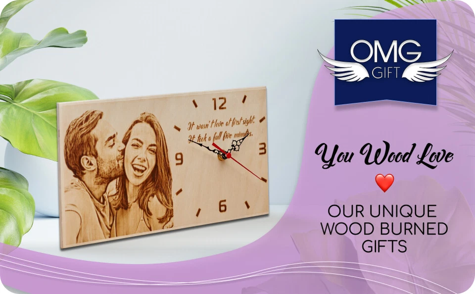 Personalized Wood Burned Desk Photo Clock - Custom Fathers Day Gifts -Pyrography - Image 2 of 4