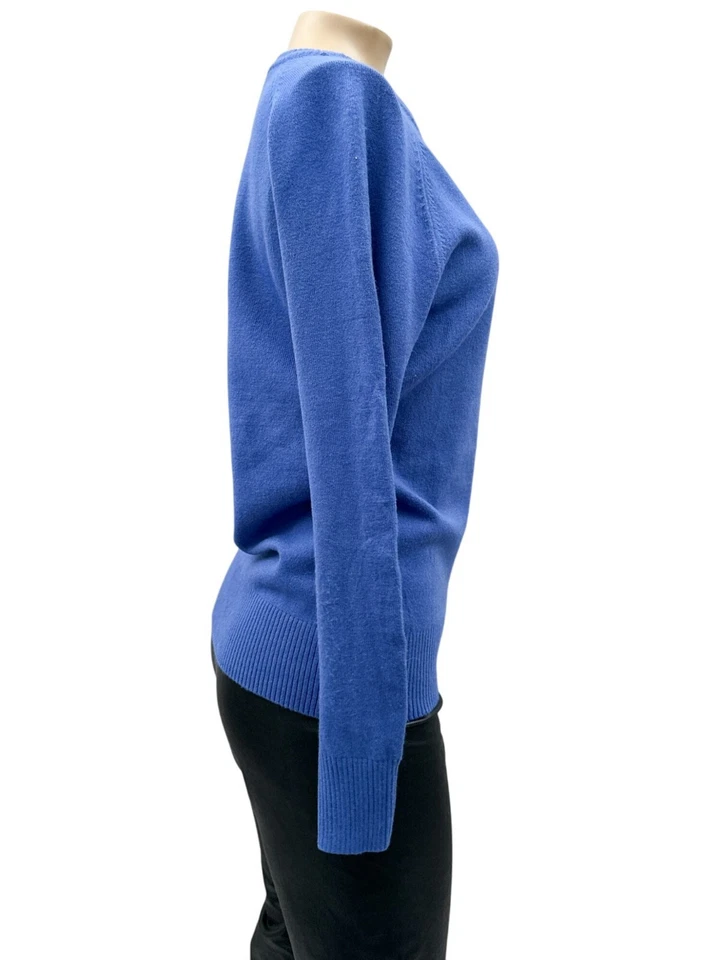 French Connection Sweater Babysoft Raglan Sleeve Pullover Crew Neck Blue Large - Image 3 of 4