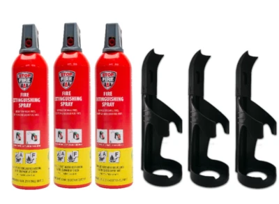 MARKENLOS REINOLDMAX Feuerlöschspray, Stop Fire, Feuerlöscher 750 g, 3 Stück + 3 Halter