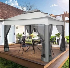  11x11ft patio gazebo mosquito net double roof ventilation 121 square feet shade