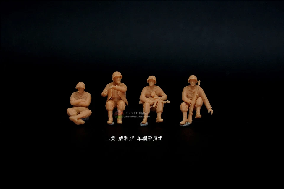 3D Printing 1/72 WW II American WILLYS vehicle crew 4 Person Model Unpainted - Image 3 of 3