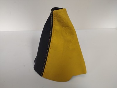 2005-13 C6 Corvette Manual Shift Boot Black & Yellow Leather w/ Yellow Stitching