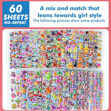 1pcs 60 Sheets 3D Puffy Stickers for Girls ? Craft, Scrapbooking & Reward Set