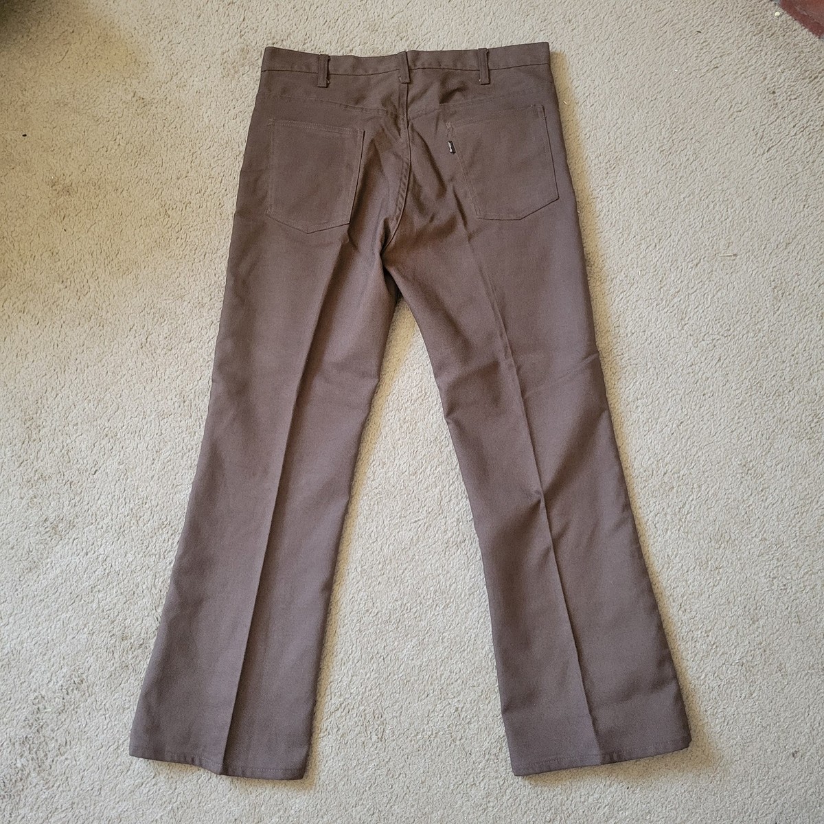 LEVI’S STA-PREST BIGE TALON Levis Sta-Prest Brown Big E Talon Ribbed Corduroy Zip Pants