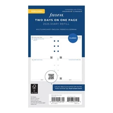 Filofax Calendar Diary Refill, Personal/Compact Size, Two Days on One Page, W...