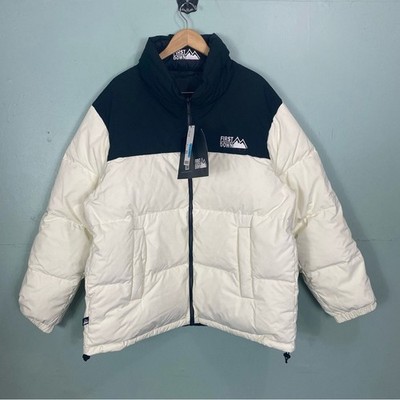 First Down USA Bubble Down Jacket Reversible Black Cream XL | eBay
