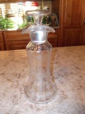 Antique Hawkes Etched Uranium Glass Oil & Vinegar Cruet