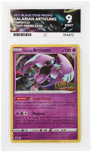 ACE 9 Galarian Articuno STAFF SWSH123 Evolving Skies Ace Label Graded Card