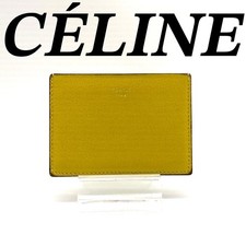 Celine Card Case Business Card Holder Leather Yellow Slim 80409 From Japan