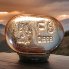 30.74 Grams Of .999 Silver Bullion  Poured Bar With Cooling Lines