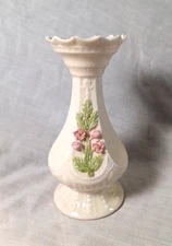 Belleek Ireland CHERRY BLOSSOM Floral Vase 7" Porcelain