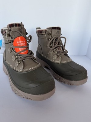 OZARK TRAIL WOMENS SNOW BOOTS, 10M, WATERPROOF, 3M THINSULATE, LEATHER, NEW