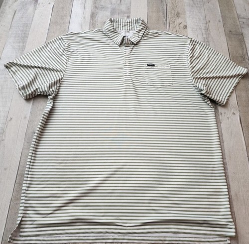 Fieldstone Striped Green Pocket Polo Golf Shirt Men's 2XL **STAINS**