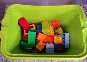 Retired 2009 LEGO Duplo 5416-2 Brick Box-Green tub with lid & Dalmatian-complete