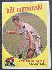1959 TOPPS BILL MAZEROSKI (PITTSBURGH PIRATES) #415 POOR INK ON FRONT DAMAGE