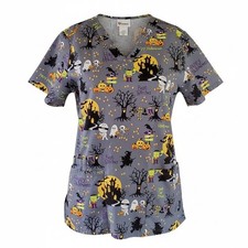 Cherokee Halloween Pediatrics Medical Scrub Smock Top Women's Medium Pockets