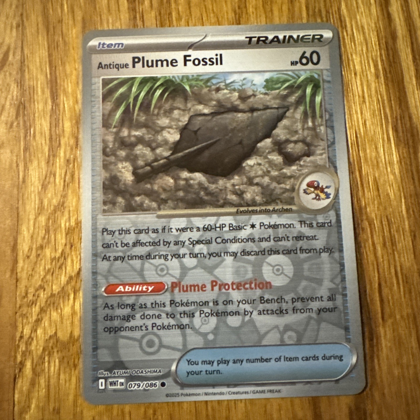 Pokémon White Flare Antique Plume Fossil 079/086 (Pokeball Pattern) Holo NM