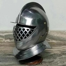 Medieval Burgonet Knight Helmet 20 Gauge Steel Wearable Armor with Visor