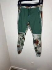 Janji Mens Small Boreal Fleece Tight Green Camo Running Pants Joggers Stretch