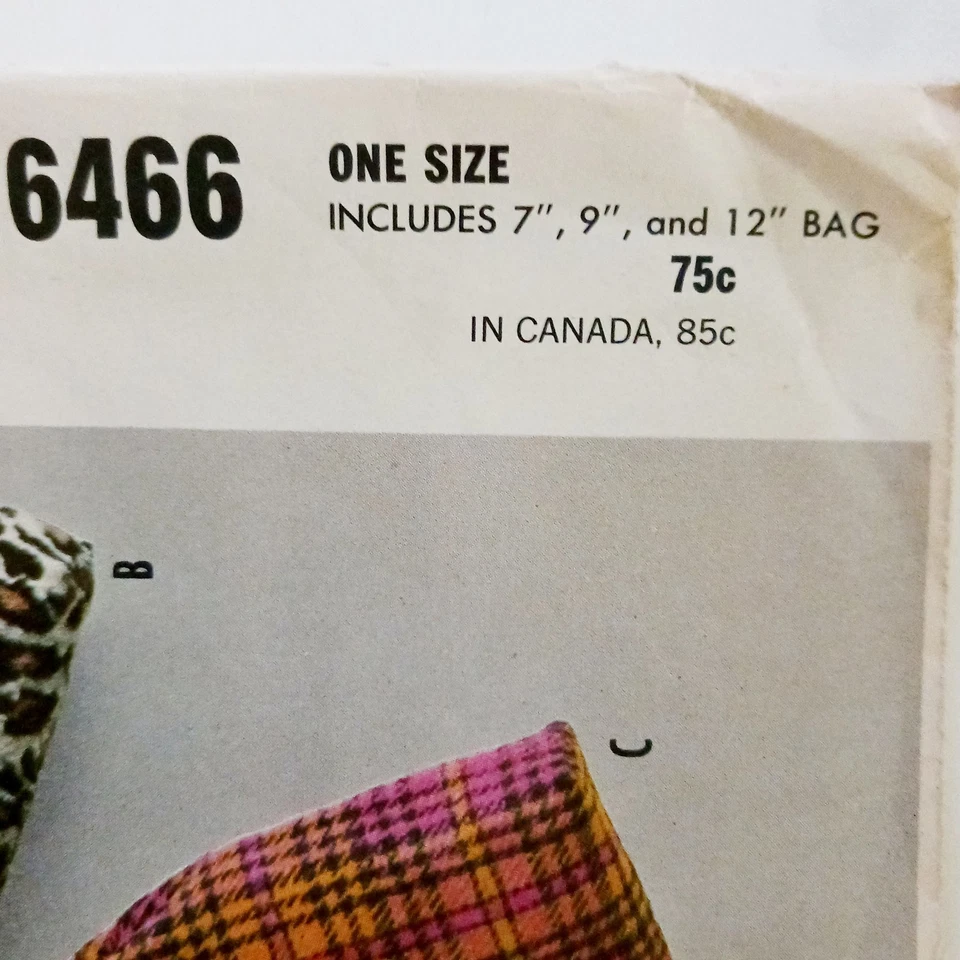 McCalls 6466 Vintage 1962 Bags Purse Handbag 7" 9" 12" UC/FF Pattern - Image 2 of 4