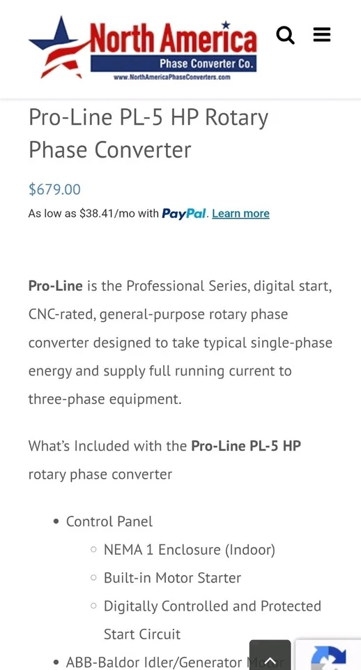 PL-5 Pro-Line 5PS Drehphasenwandler - eingebauter Starter, Made in USA - Bild 3 von 4
