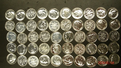 1961-P Roosevelt Proof Silver Dime Roll [50 Proof Dimes]