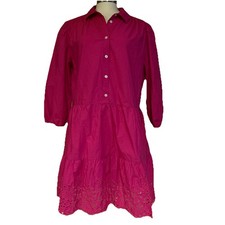 GAP Puff Sleeve Eyelet Lace Button Dress Pink Pockets Cottagecore Babydoll M