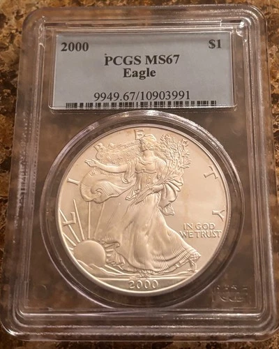 2000 $1 American Silver Eagle PCGS Graded MS67 Uncirculated Coin